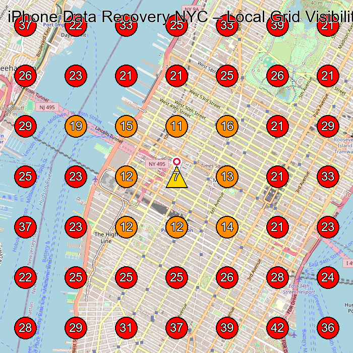iPhone Data Recovery NYC GeoGrid visibility map for Computer Store in New York